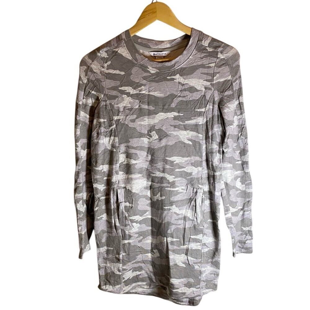 Athleta Camo Long Sleeve Balance Mini Womens With Pockets Dress Size XS